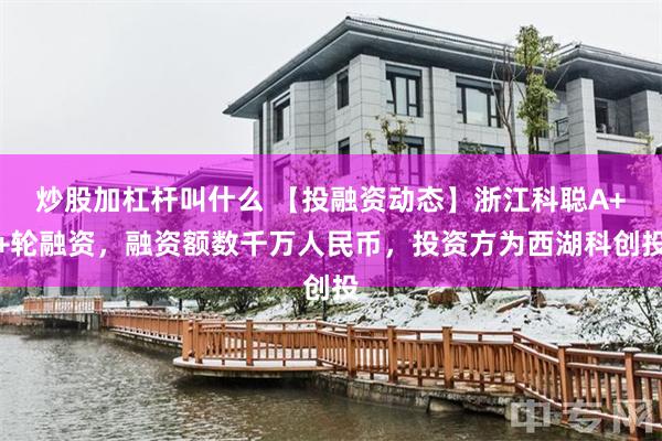 炒股加杠杆叫什么 【投融资动态】浙江科聪A++轮融资，融资额数千万人民币，投资方为西湖科创投
