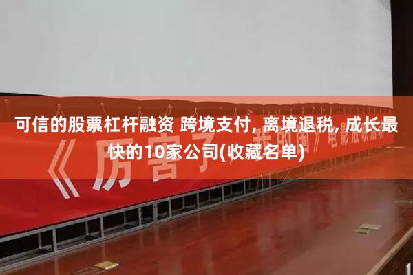 可信的股票杠杆融资 跨境支付, 离境退税, 成长最快的10家公司(收藏名单)