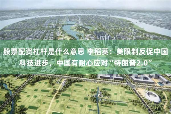 股票配资杠杆是什么意思 李稻葵:美限制反促中国科技进步,中国有耐心应对“特朗普2.0”