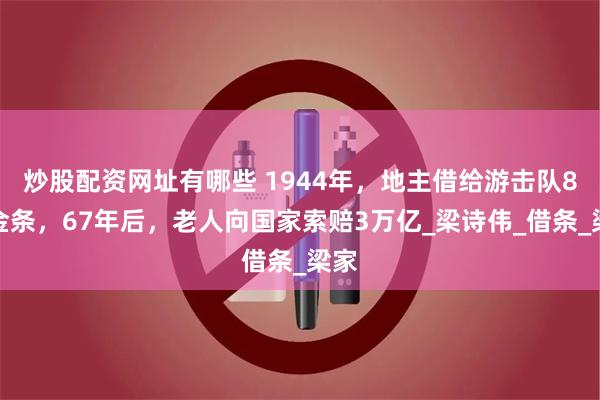 炒股配资网址有哪些 1944年,地主借给游击队8根金条,67年后,老人向国家索赔3万亿_梁诗伟_借条_梁家